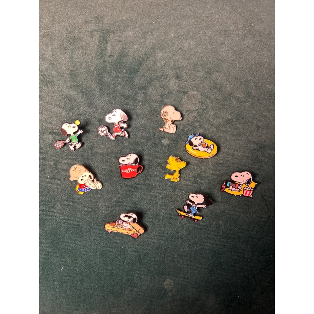 Peanuts Snoopy Woodstock Enamel Pin Set 10pc Pizza Coffee Sports Movie Multi - Picture 2 of 6